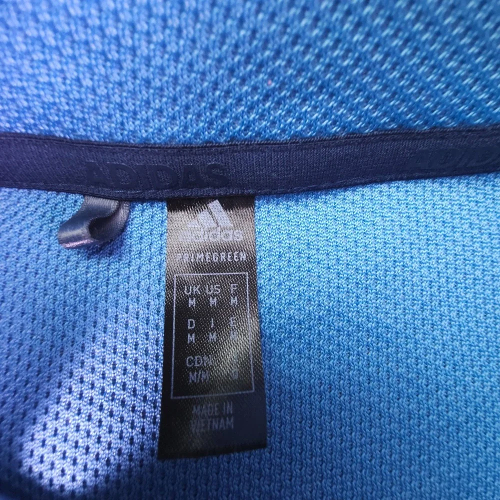 Adidas Mens Medium PrimeGreen Blue  1/4 Quarter Zip‎ Pullover Sweatshirt